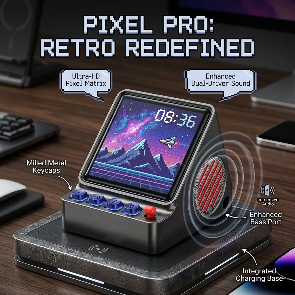 Retro Gaming Desk Setup - Retro Pixel Art Programmable LED Display