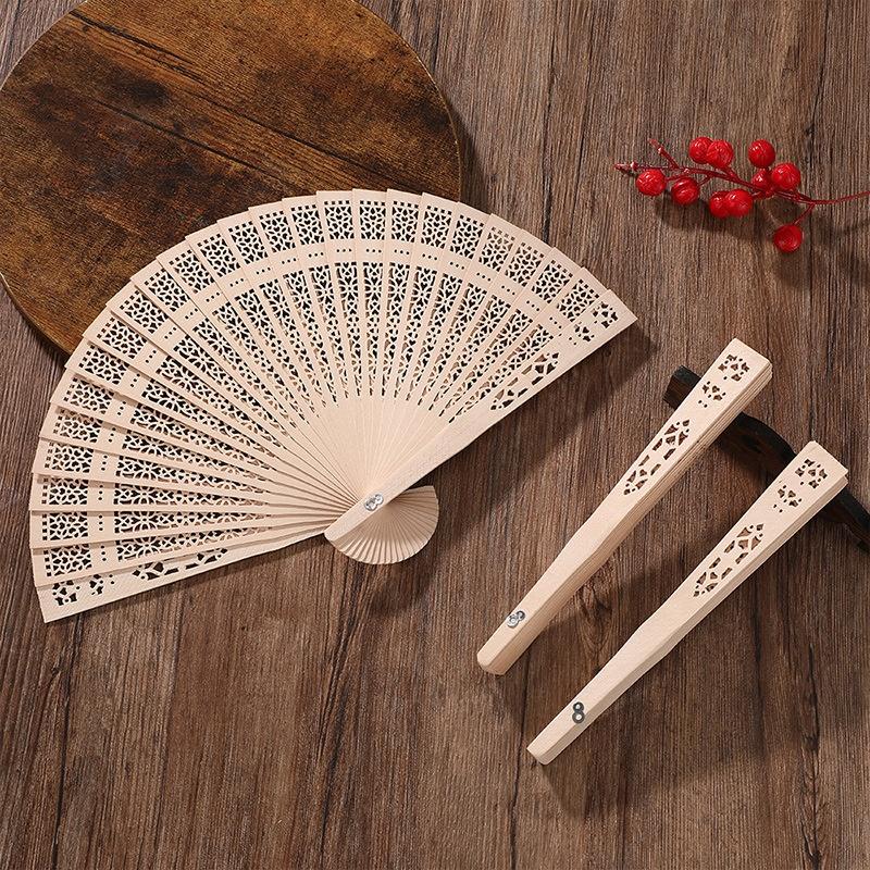 Console Retro Gaming Portable - Wood Folding Handheld Fan Retro Hollow