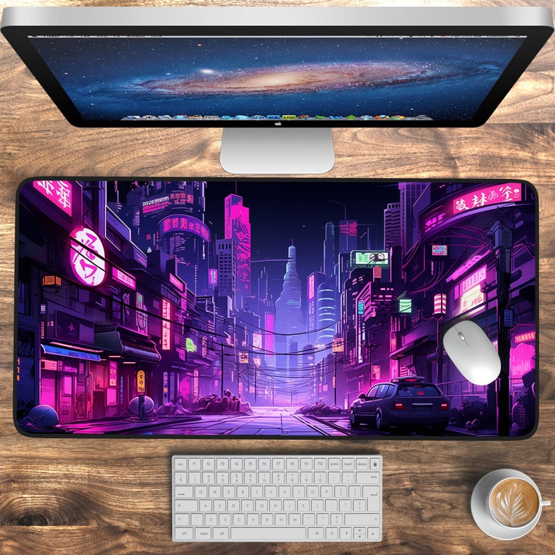 Retro Gaming Tokyo - Neon Tokyo Desk Mats, Retro Street